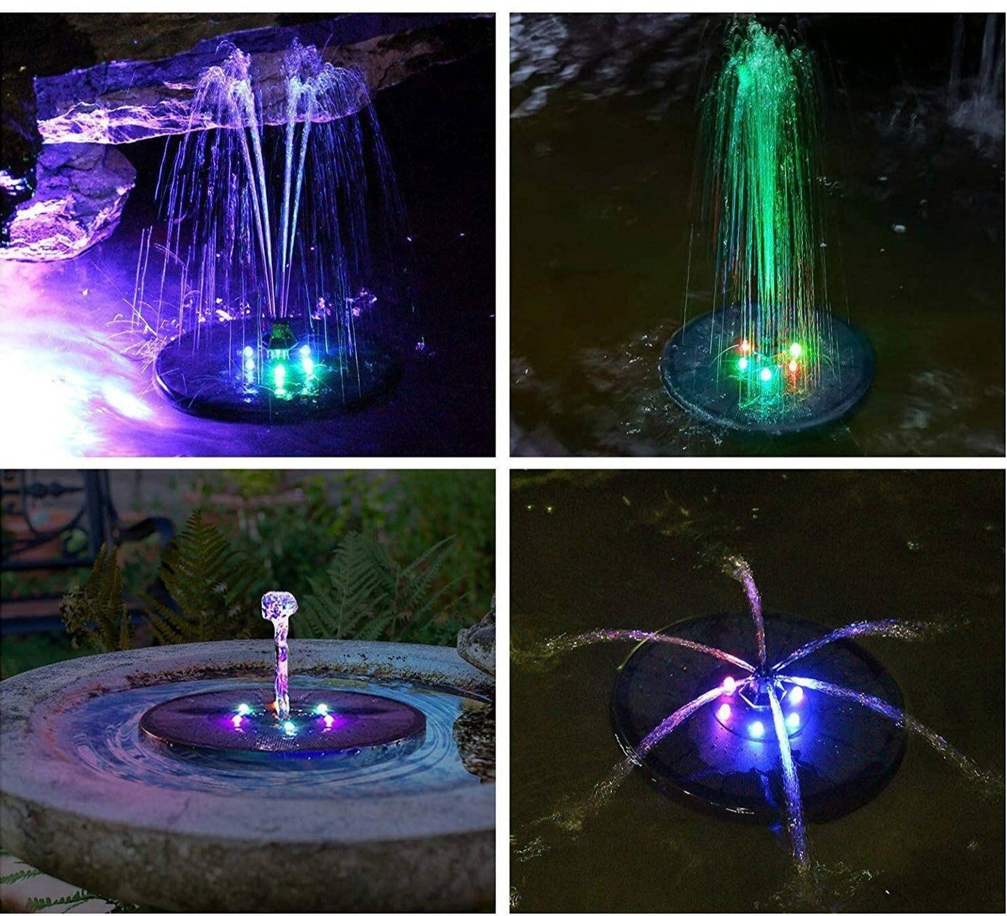 Multicolored LED Solar Fountain